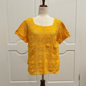 Handmade Crochet knit short sleeve blouse from Oaxaca, Mexico.